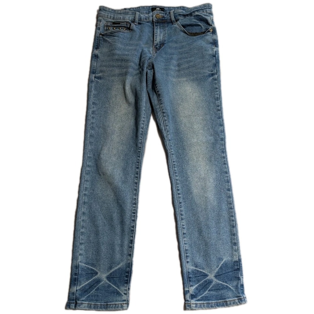 Benjamin Black Jeans Mens‎ 34x32 Slim Blue Stretch Denim Studded Pocket